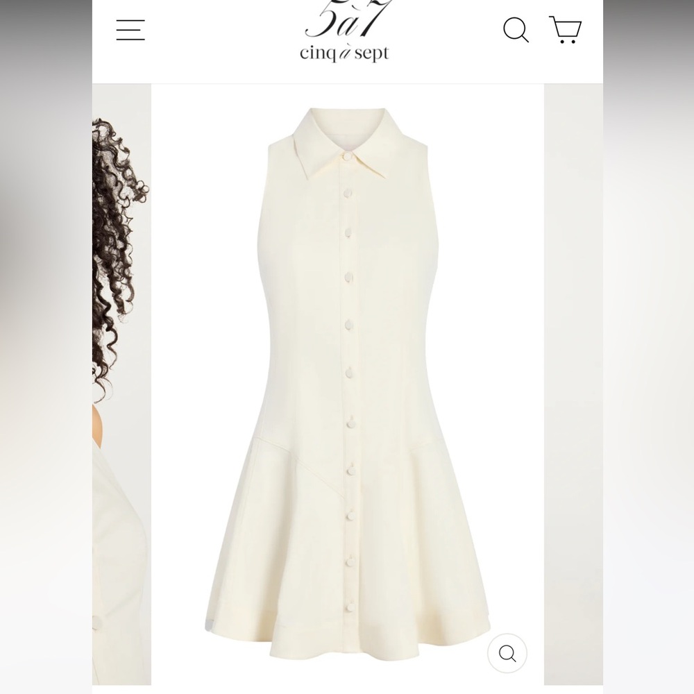 cinq a sept Cream Sleeveless Button-Front Fit & Flare Dress